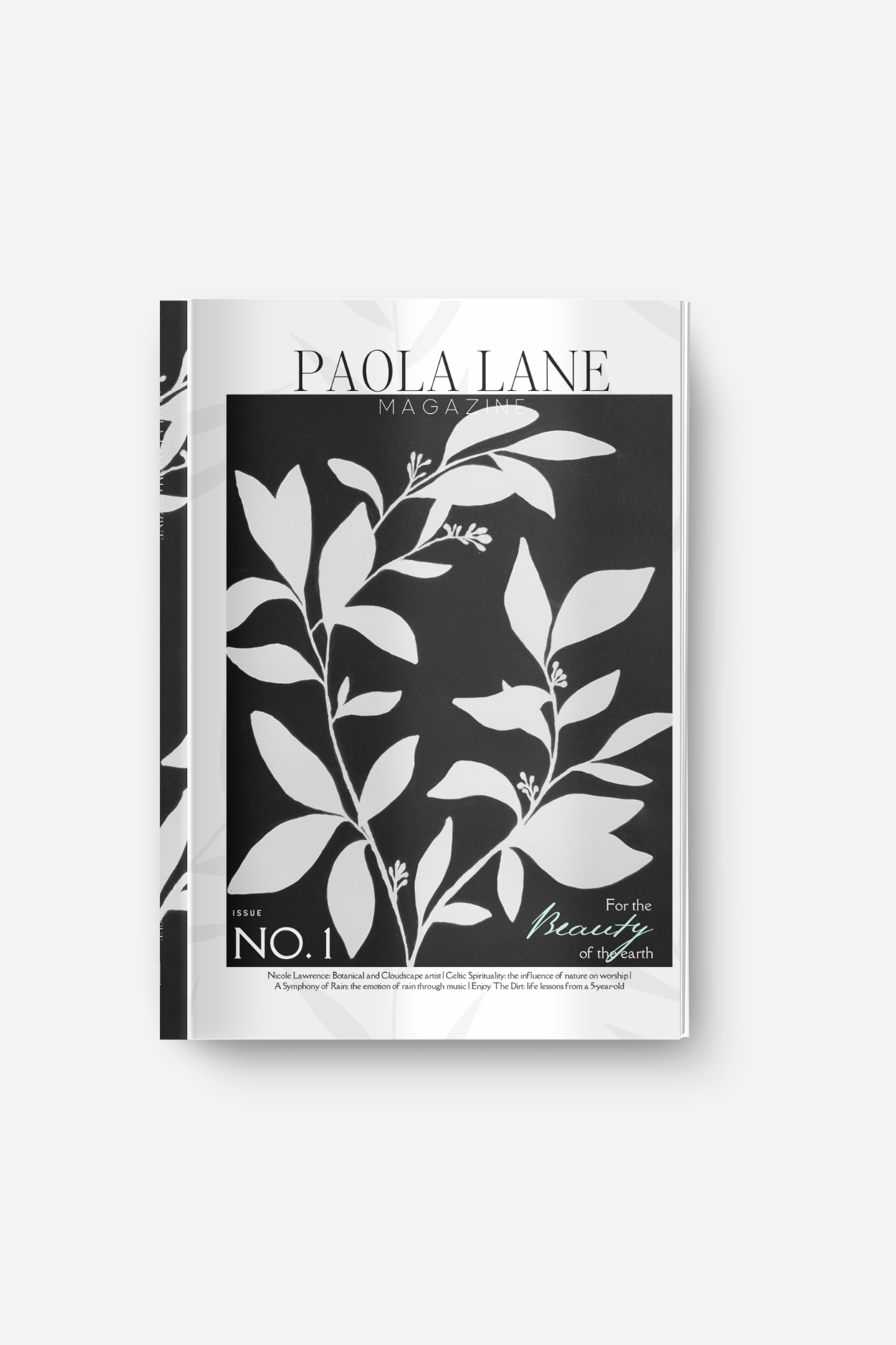 Paola Lane Magazine cover with a black-and-white botanical illustration and the title at top.